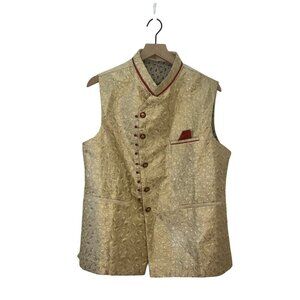 NEW Men's Traditional Waist Coat Size MED Ethnic Vest Shirt Gold Color